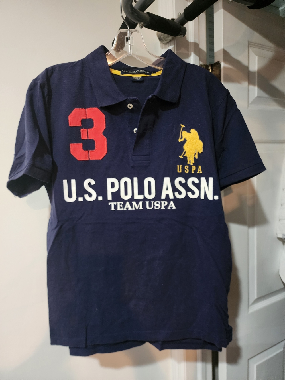 U.S. Polo Assn. Navy Polo Shirt with Red '3' and Yellow Logo